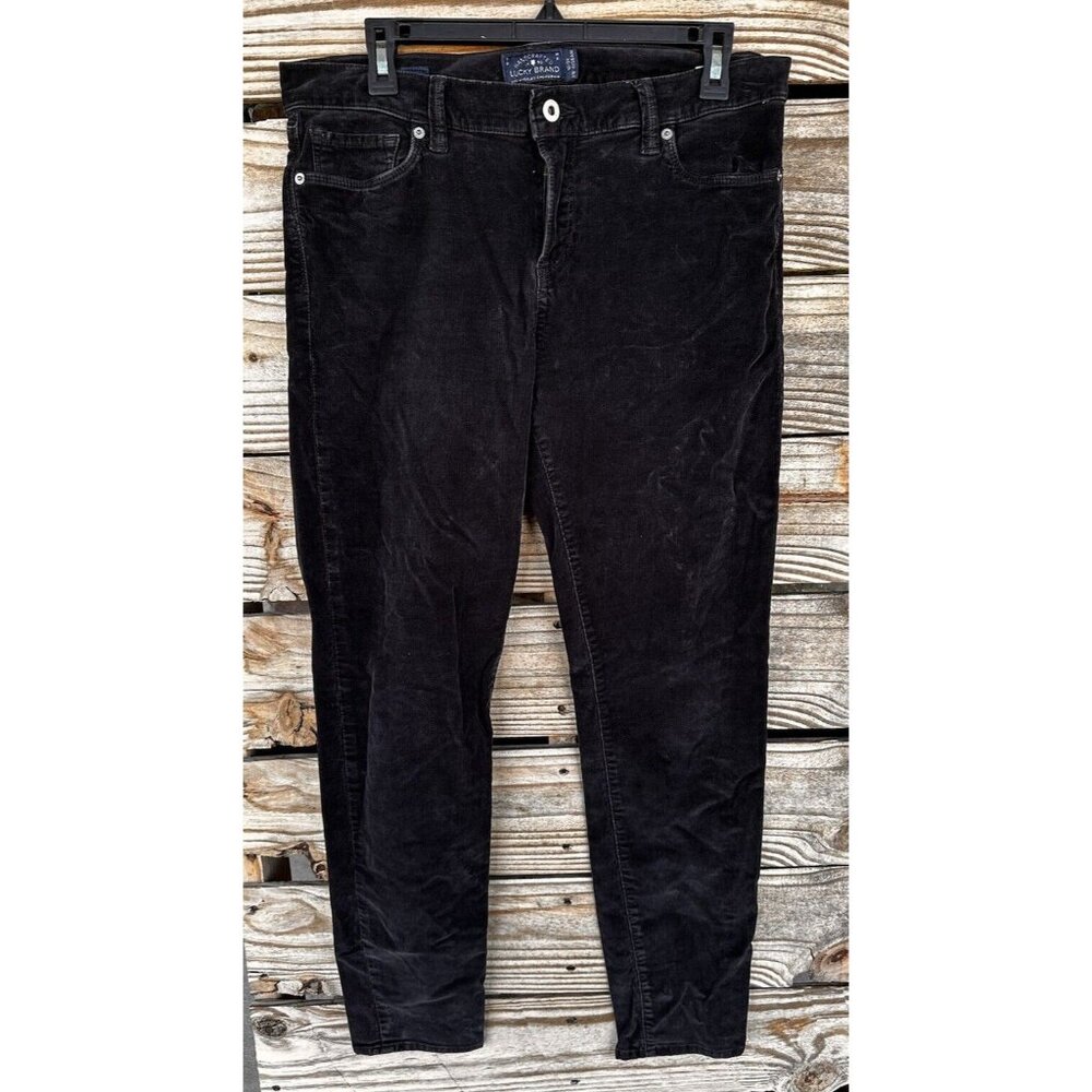 Lucky Brand Womens Corduroy Pants Size 12/31 Black Sofia Skinny 29 Inseam‎